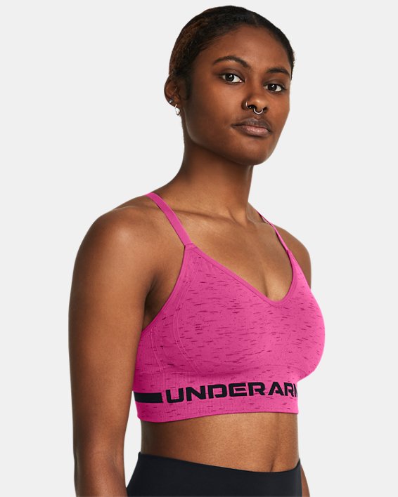 Sujetador deportivo UA Seamless Low Long Heather para mujer, Pink, pdpMainDesktop image number 0